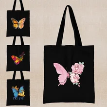 

Butterfly Print Shopping Bags One Direction Tote Bag Fashion Shoulder Canvas Bags Large Capacity Shopper Bag Cute Handbags Women