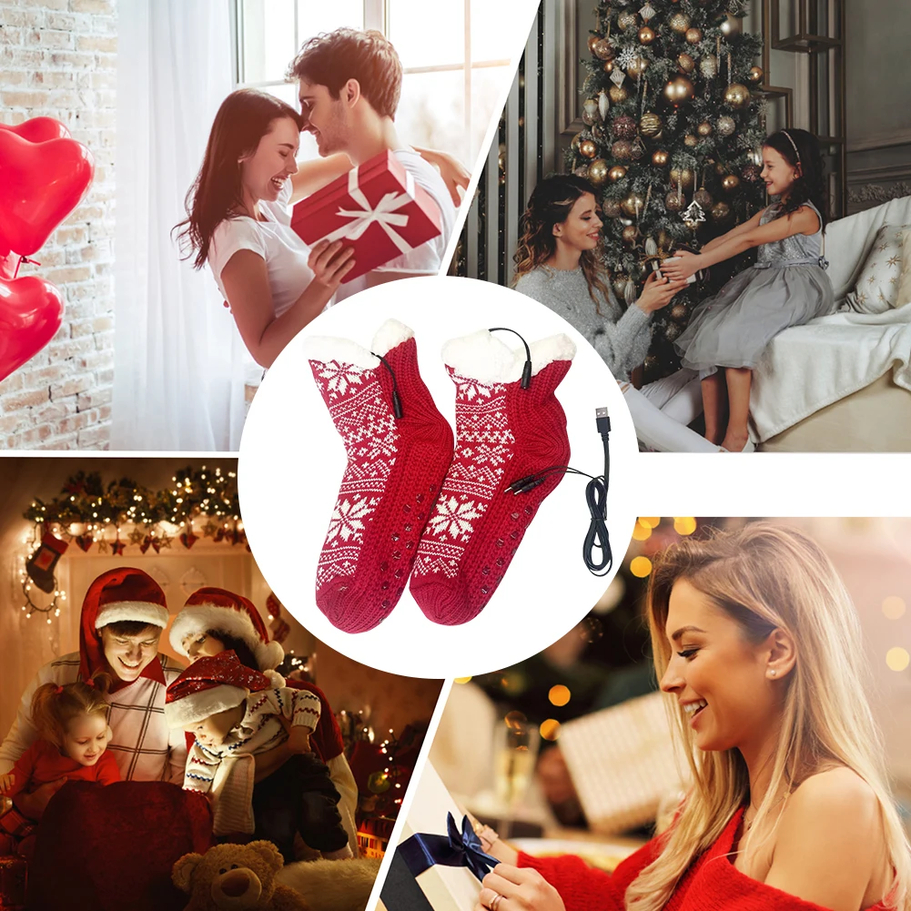 USB Heated Cozy Slipper Socks with Plush Non Slip Design Ideal for Home Office and Outdoor Adventures