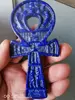 Natural Lapis Lazuli Quartz Crystal Carved Cross Pray ANKH Healing Decorate 1PC 1