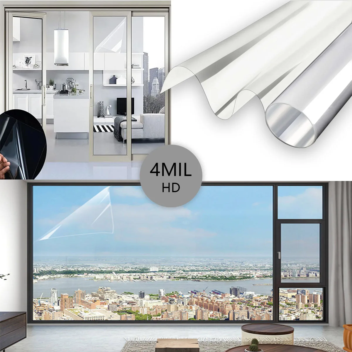 4 Mil Thicness Transparent HD Security Anti theft Window Film Shower Room Bathroom Window Door Explosion proof Tempered Film