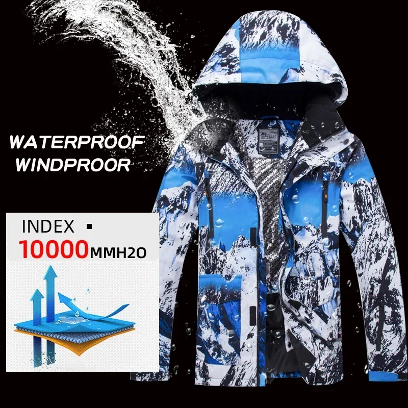 Winter Men's Ski Suit Camouflage Thermal Snow Wear Waterproof Windproof Outdoor Sports Snowboard Jackets And Ski Pants Brand
