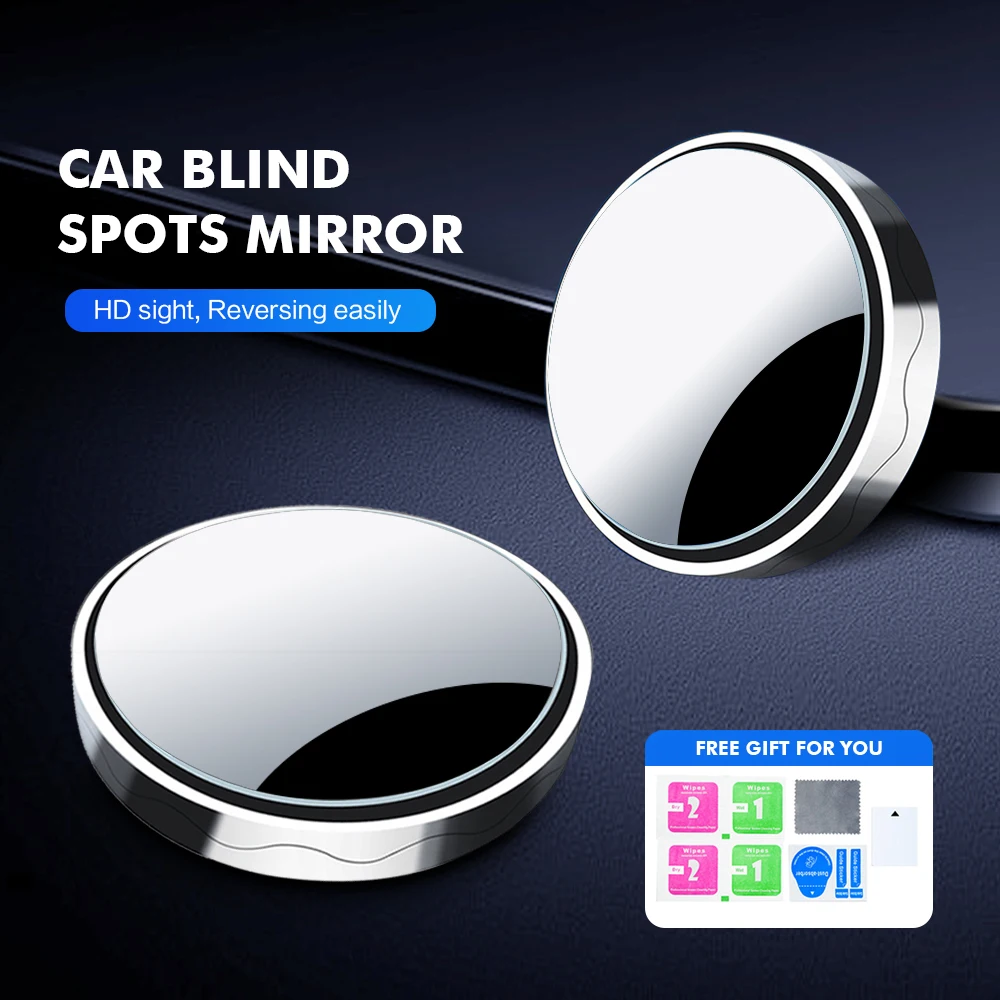 

Car Rear View Mirror 2pcs Clear Rearview 360 °Adjustable Round Mirror Large Vision Reverse Assist Mini Blind Spot Mirror