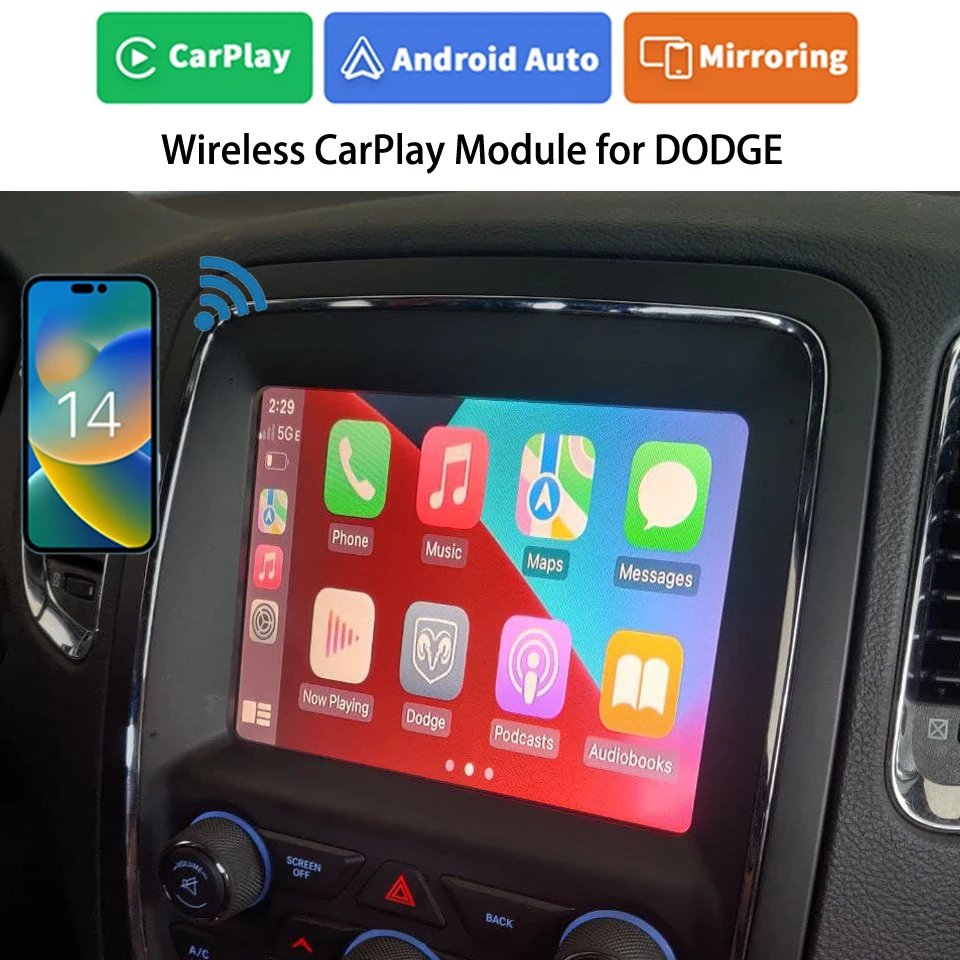 

iCarPlay Wireless Apple CarPlay For Dodge Uconnect 8.4"Charger SRT8 Car Play Android Auto Interface Support Mirror-Link Airplay
