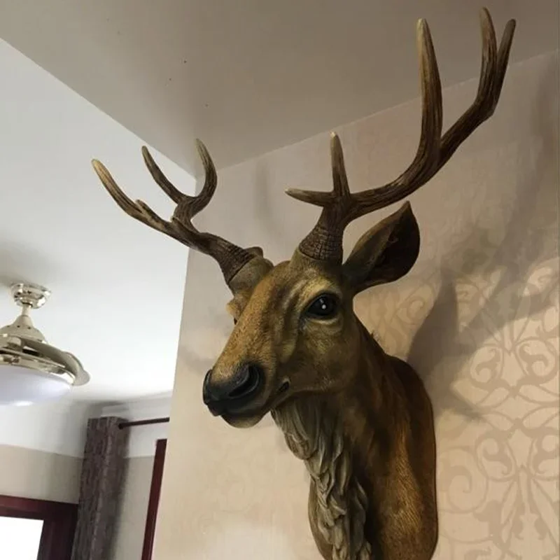 Creative Wall Mounted Animal Deer Head Wall Decoration Handmade Farmhouse Decoration Resin Living Room Home Decoration