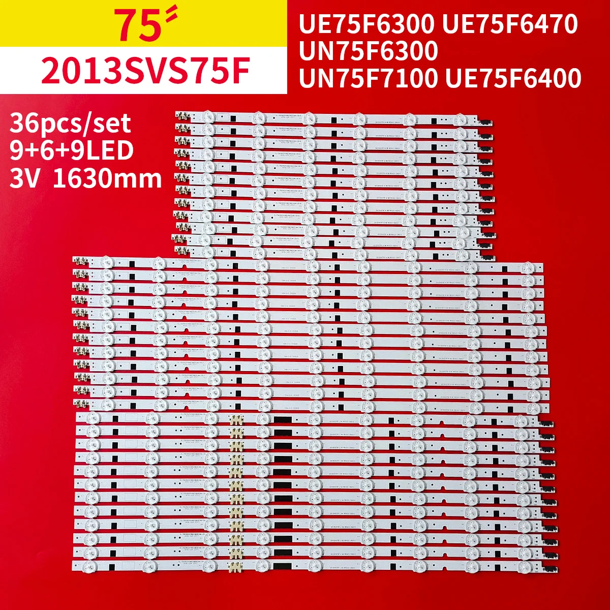 36Pcs/1Set Striscia Di Retroilluminazione A Led 24 Lampade Per Samsung 75 "Tv Ue75F6300 Ue75F6470 Un75F6300 Un75F7100 Ue75F6400 2013Svs75F 3V