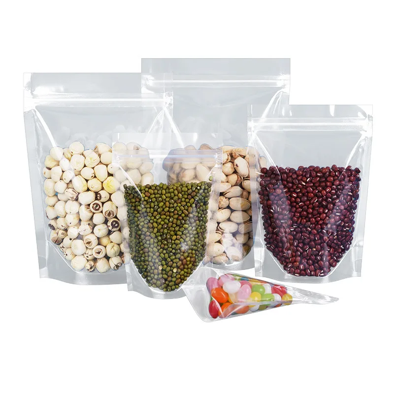 

1000Pcs/Lot Transparent Food Packaging Ziplock Bag Clear Stand Up Sealed Storage for Tea Nuts Candy Snack Reusable Pouch