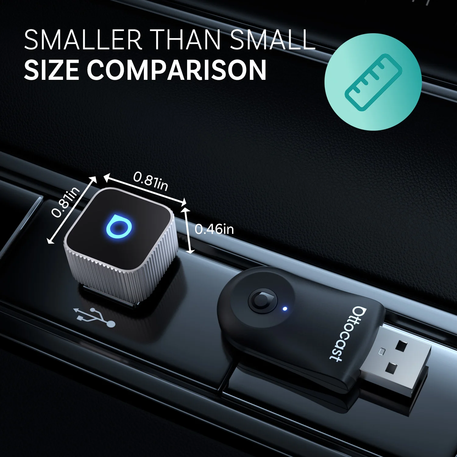 OTTOCAST Mini 2025 Adaptador Inalámbrico CarPlay & Android Auto 2-en-1