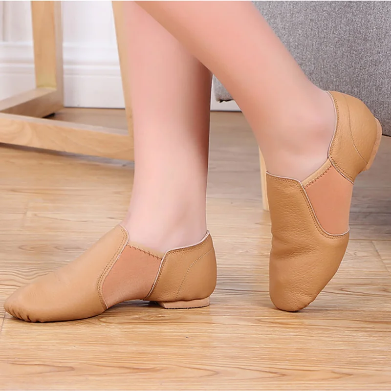 Dance Shoes USHINE 24-44 Genuine Leather Jazz Dance Shoes Antiskid Sole Jazz Shoes Adults Dance Sneakers For Chidren Girls Women