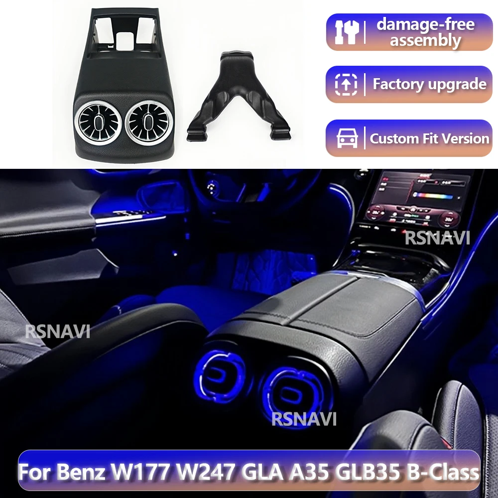 벤츠 W177 X247 GLB35 CLA GLA A35 B 클래스 2018-2025 차량용 RGB 컬러 스트리머, 후면 에어컨 통풍구, 뒷좌석 에어 터빈