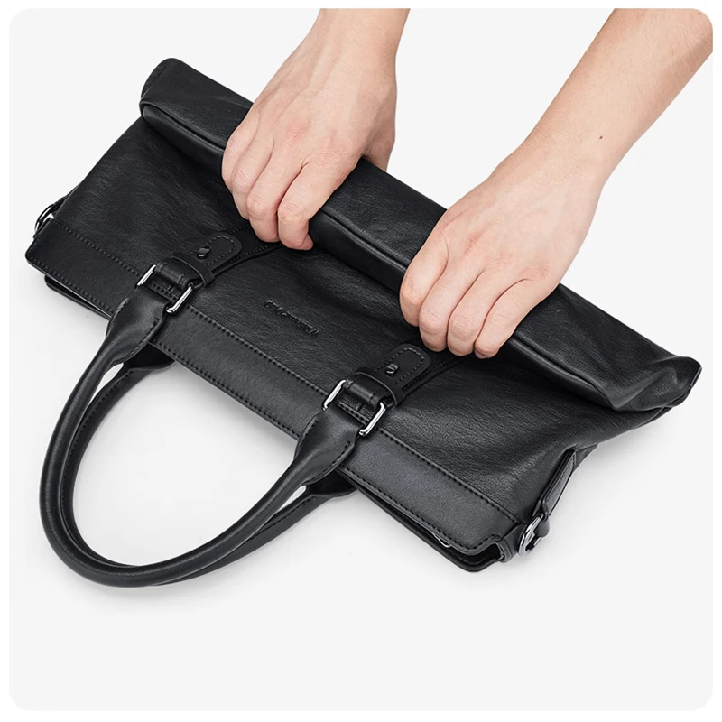 Men's leather briefcase, multifunctional laptop bag, fashionable commuting shoulder bag