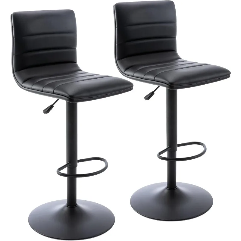 Furniture Bar Stools Modern Square Adjustable Swivel Barstools with Back Armless Airlift Counter Height Bar Chairs