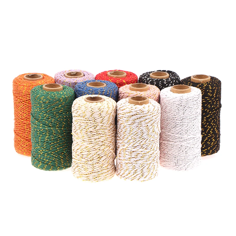 1Roll 2MM*100M 11 Colors Cotton Twine Rope Cord Tying Christmas Wedding Decoration Gift Packaging String DIY Gift Crafts Wrap