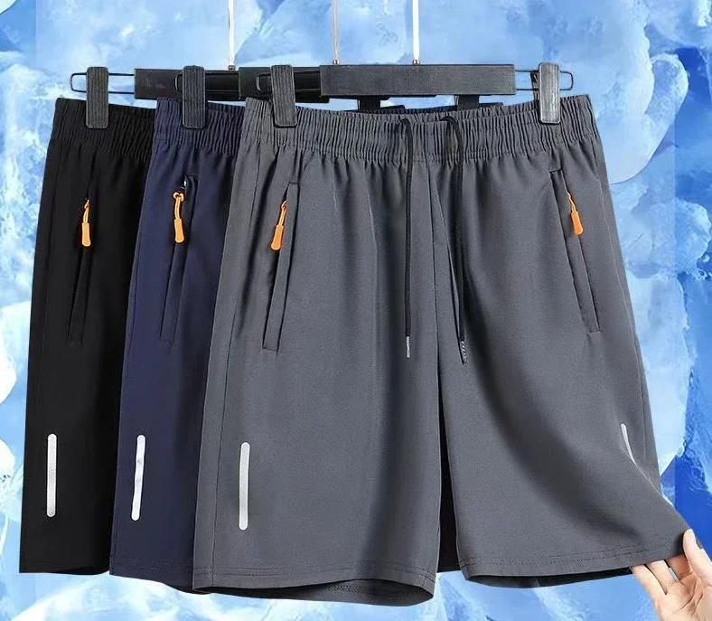 Sommer Herren Shorts Eisseide Laufshorts Gym Sport Shorts Schnelltrocknend Atmungsaktiv Strand Kurze Hose Fitness Jogging Coole Lässige Sportbekleidung – Detail 6