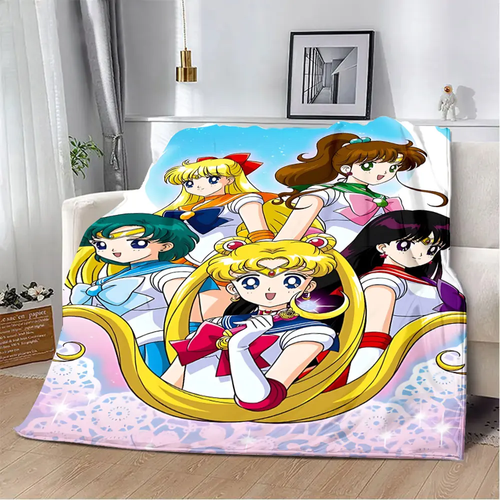 Cute S-Sailor-Moon 3D Cartoon Printed Blanket Picnic Blankets Warm Blanket Soft and Comfortable Blanket Home Travel Birthday 3