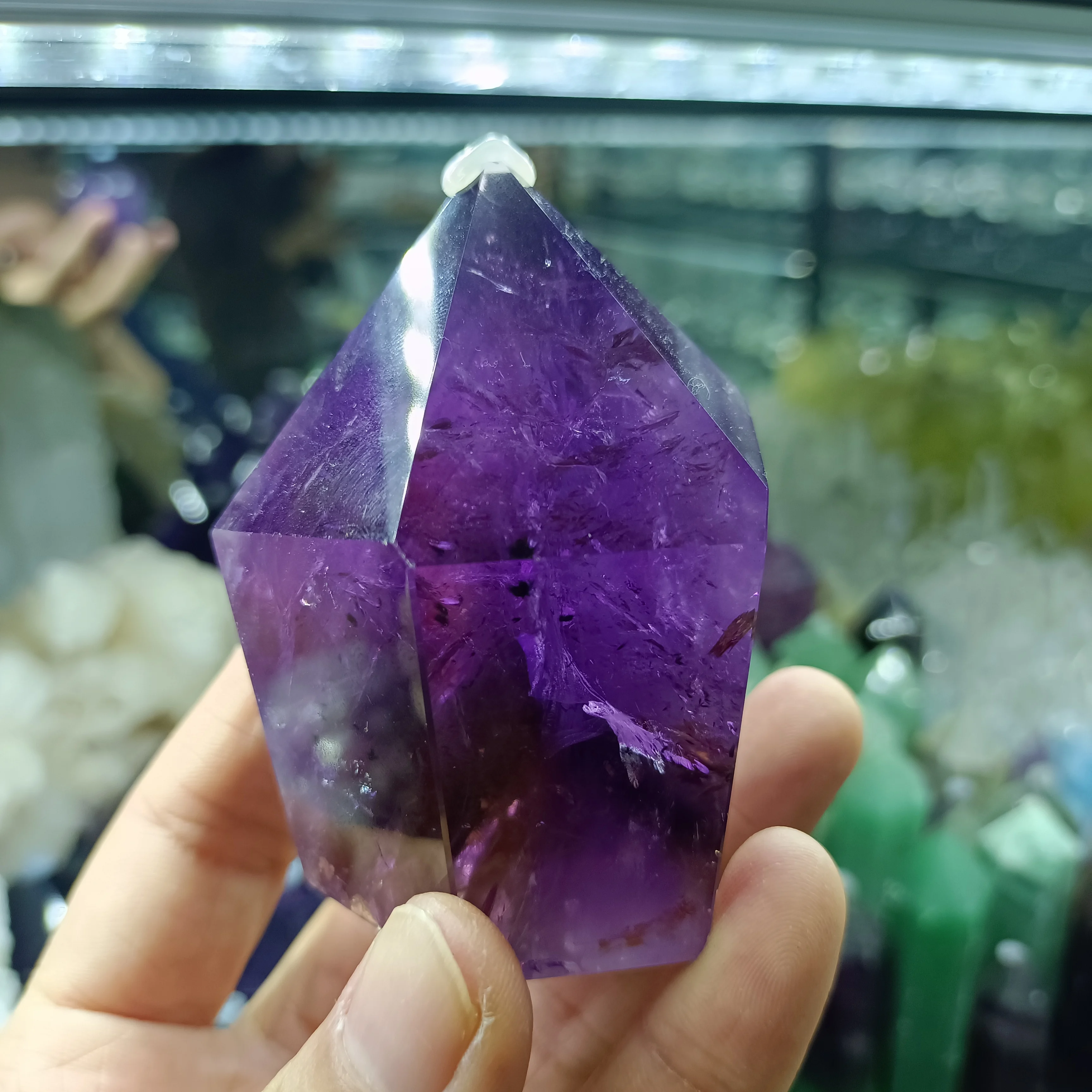Natural Brazil Amethyst Obelisk Energy Column,Purple Quartz Crystal Wand,Mineral Reiki Healing Wealth Stone,Degaussing Decor 3