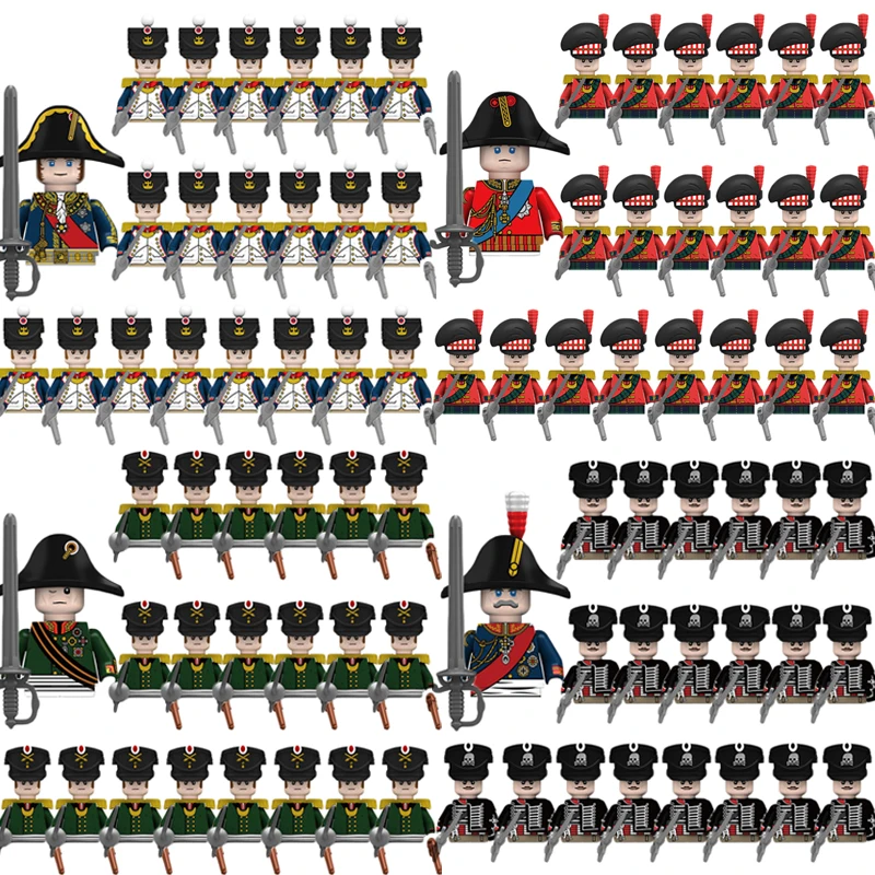 Napoleonic Wars Figure Militari Building Blocks Russia French Prussian Marshal British Duke Cavalieri Medievali Fanteria Brick Toy