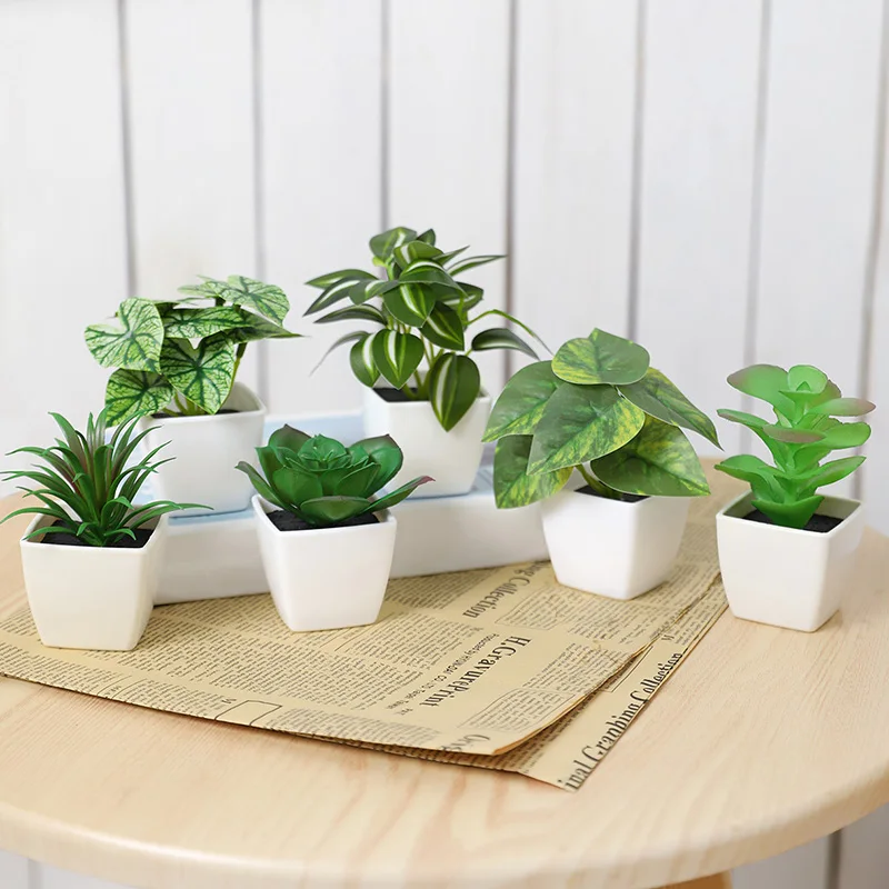 6 Stück künstliche immergrüne Pflanzenbonsai, geeignet für Zuhause, Restaurant, Büro, Desktop und Fensterbank-Dekoration – Detail 7