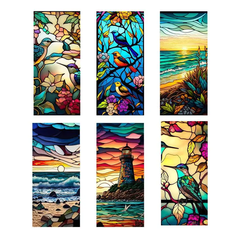 

Colorful Stained Frosted Glass Painting Film Static Stickers For Windows Removable Privacy Clings Window Decorative Decals
