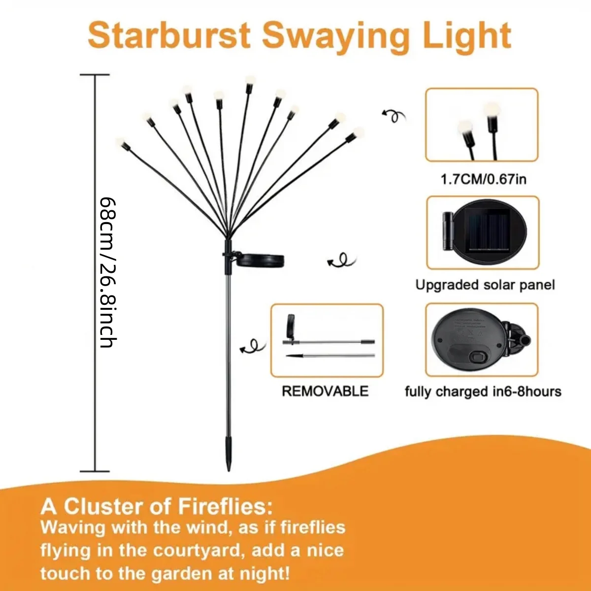 Luci Solari Da Esterno, 4 Pezzi 10 Luci Solari A LED Lucciole Per Giardino Balcone Lampada Solare Da Esterno Decorazione Da Giardino Impermeabile Ip65 Classe Energetica C Bianco Caldo 88608867
