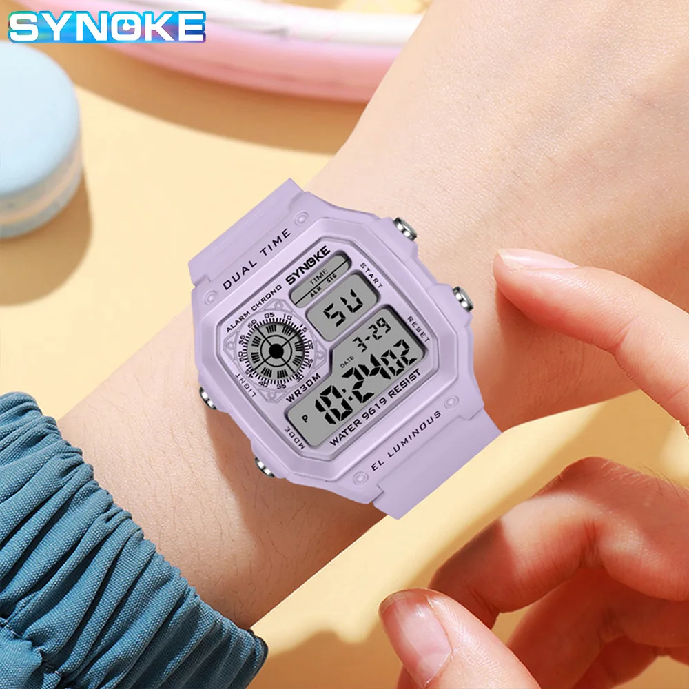 Digital Watch Synoke Lady Sports Luminous Multifunction Waterproof Chrono Wristwatch Outdoor Girls Fashion Student
