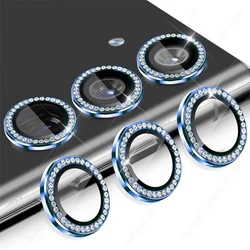 Dazzling Diamond Alloy Ring Camera Lens Protector Case - Samsung A25 (Blue)