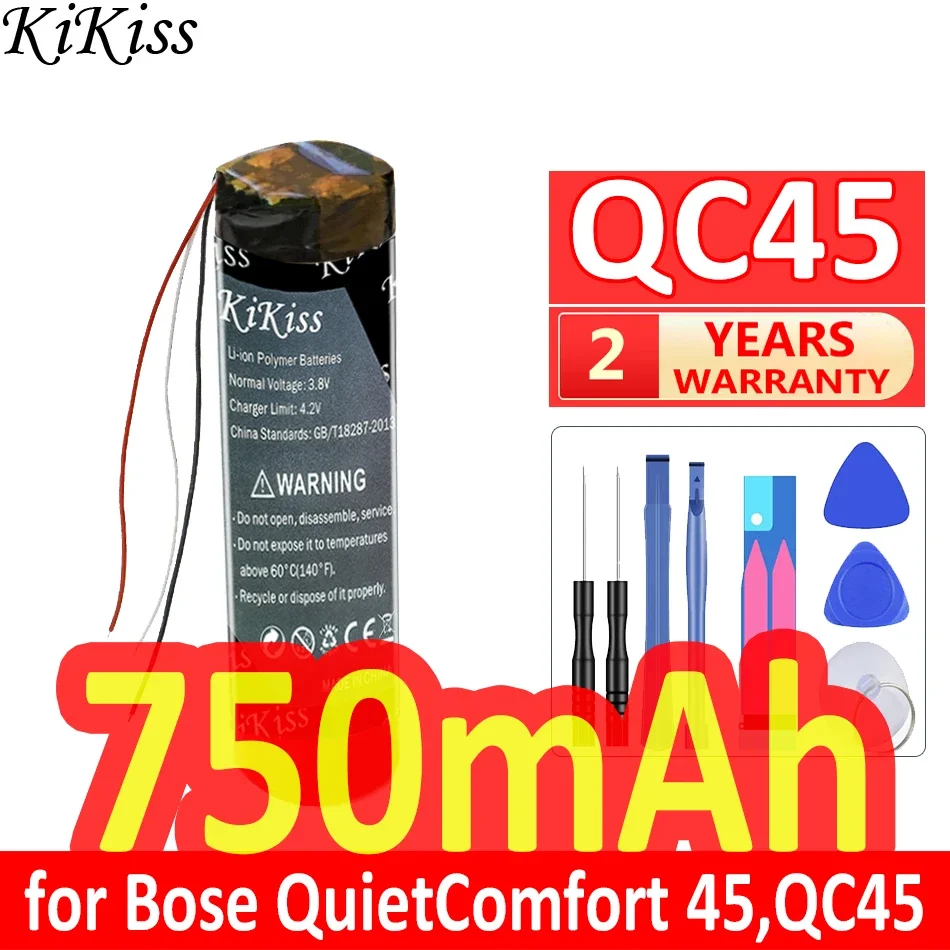 750mAh/900mAh KiKiss 強力なバッテリー Bose QuietComfort 45 QC45