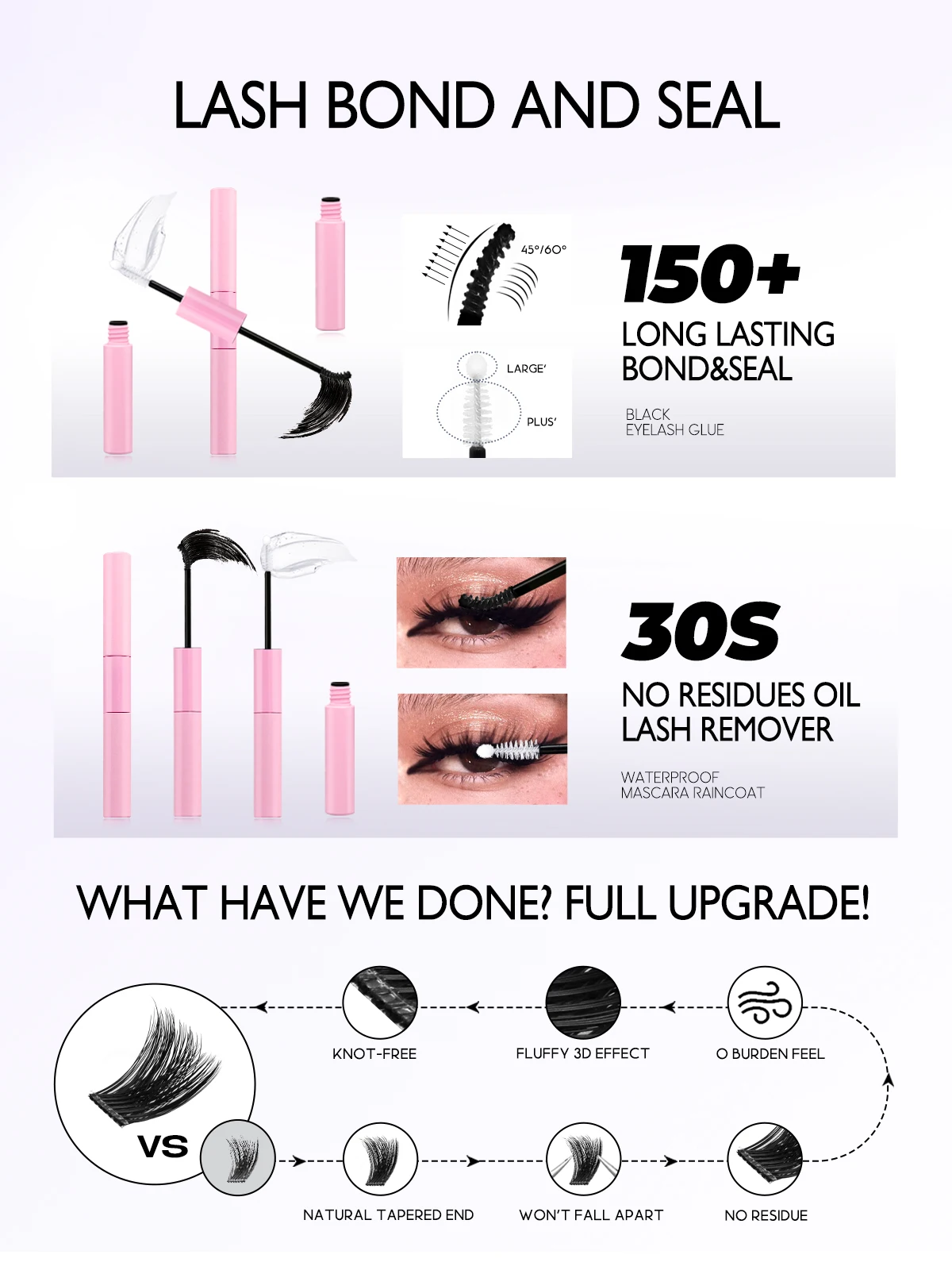 Fake eyelashes Lash Clusters Kit 640 Pcs Lash Bond & Seal Cluster Eyelash Extensions DIY at Home