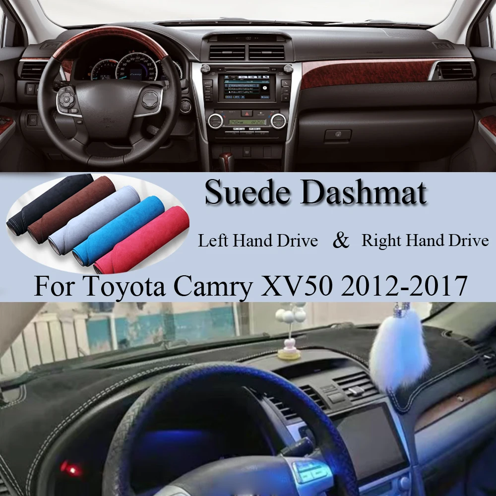 

For Toyota Camry 50 XV50 2012 2013 2014-2017 Suede Leather DashMat Dash Mat Cover Dashboard Pad Sunshade Carpet Car Accessories