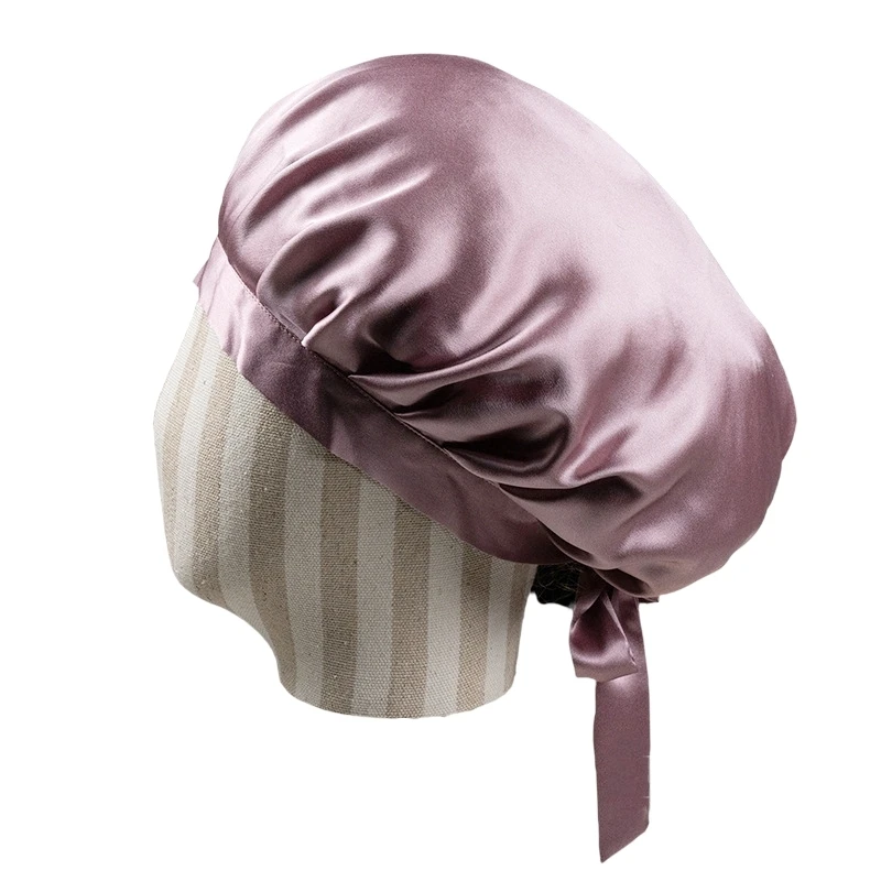 Luxury 100% Silk Cap For Sleeping Natural 19 Momme Mulberry Silk Night Bonnets Pure Silk Turban Hat Sleep Hood Beanie For Women 6