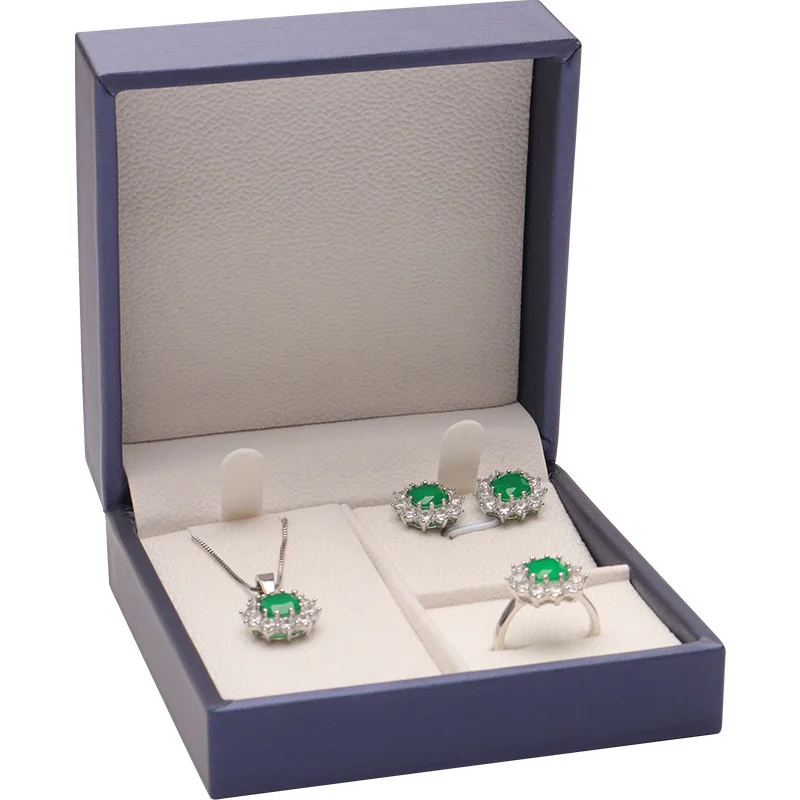 Elegant Brushed Leather Jewelry Set Box with Right Angle Flap