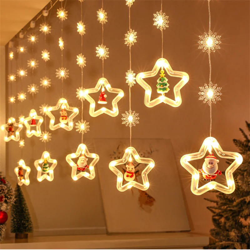 Guirlande lumineuse rideau de noël 3M 10led, décorations pour la maison