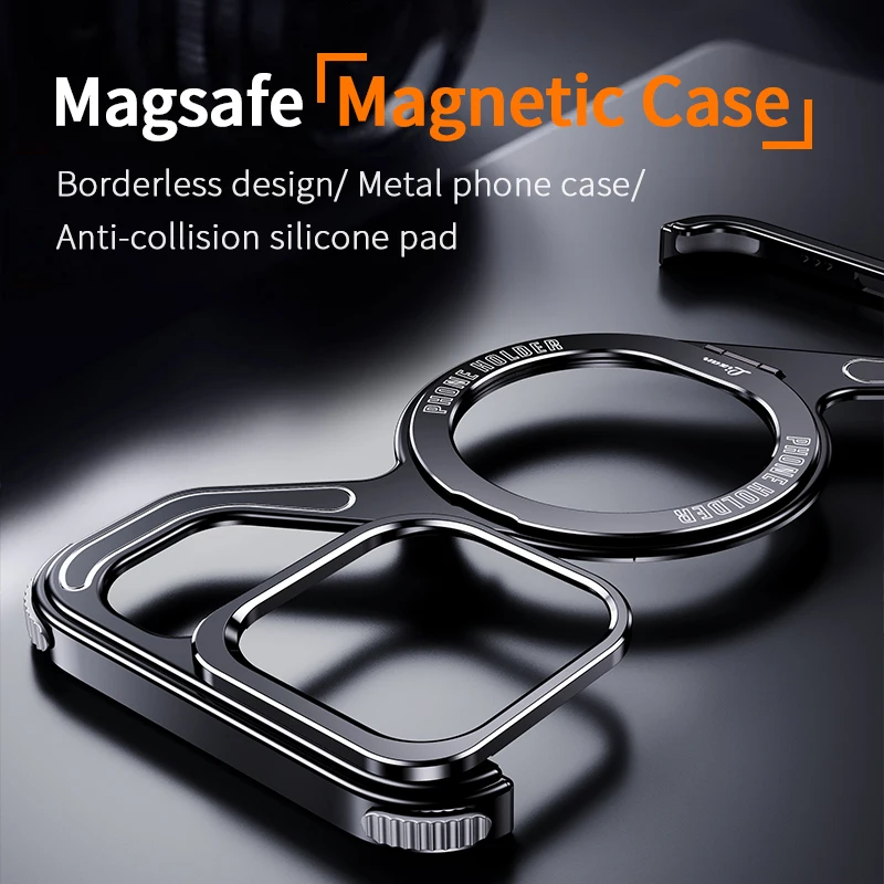 iPhone case Metal Z Type Magnetic Magsafe Snap-on Bracket Shockproof Cover for iPhone 16 15 14 13 Pro Max Aluminum Alloy Rimless phone case magnetic case phone protector cover