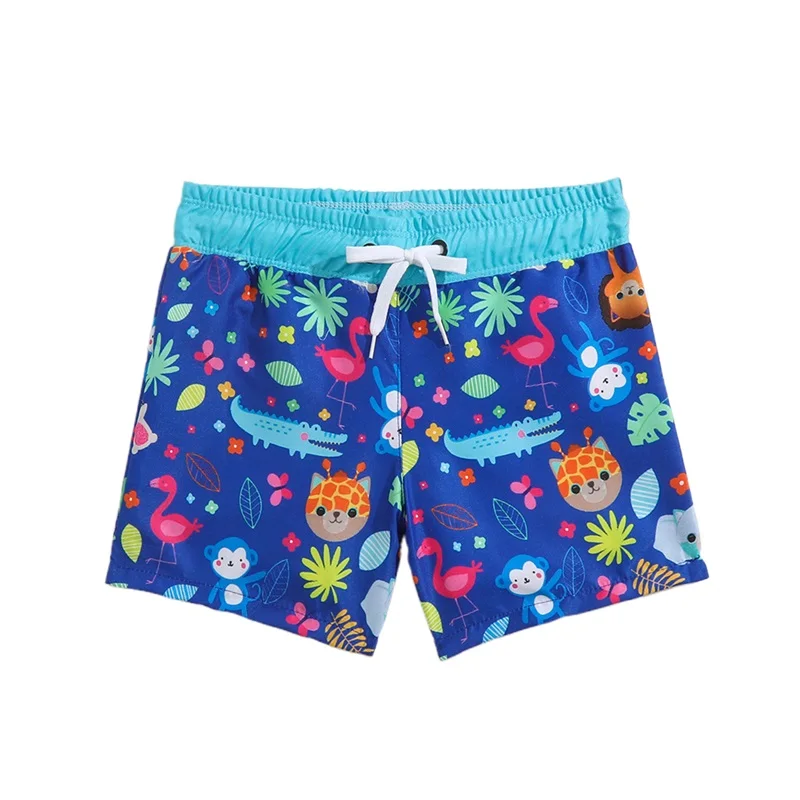 Little Boys Swimsuit Shorts Cartoon Animal Print Bathing Suit Drawstring Swim Trunks