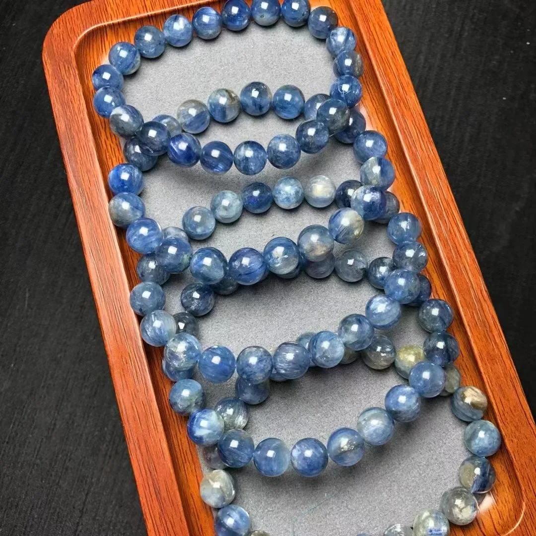 

Единица один браслет 9 мм экономичный натуральный Кианит Кристалл Исцеление браслет из бисера для ювелирных изделий подарок