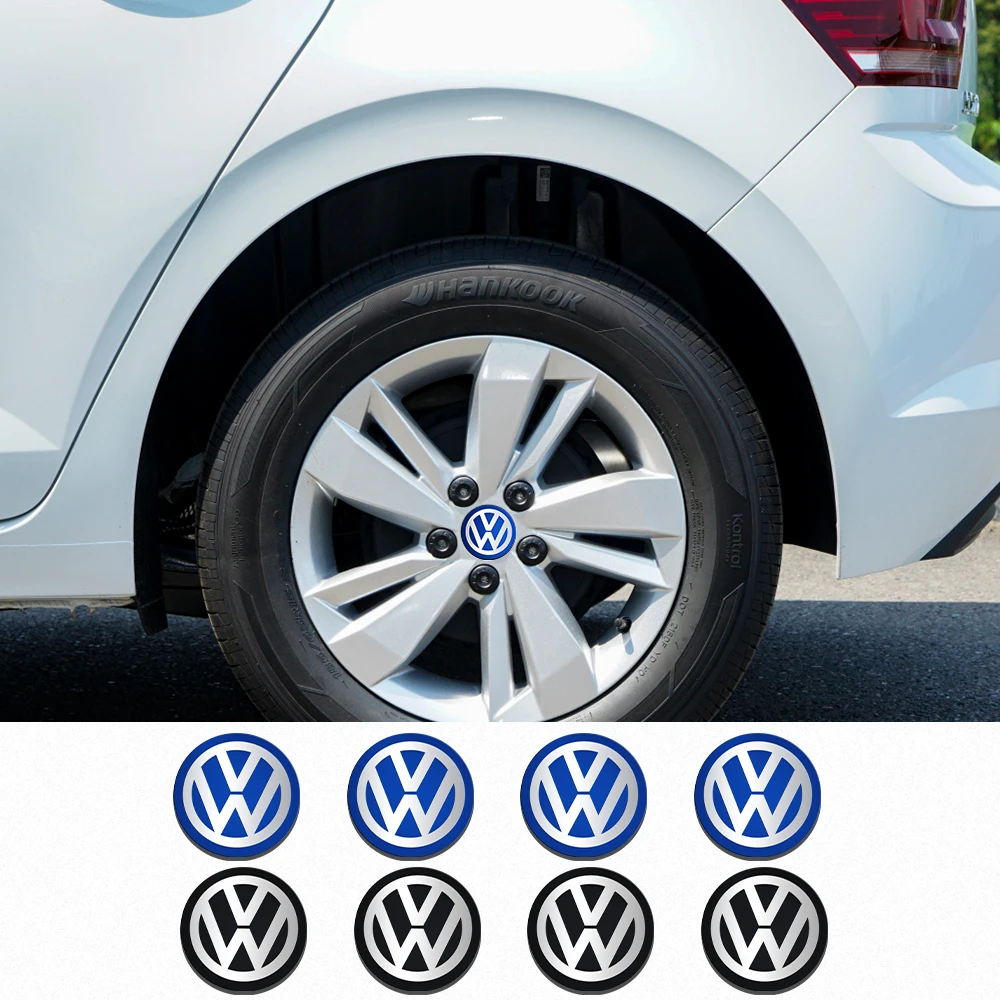 4개 70/80/90/100/120mm 알루미늄 자동차 휠 센터 허브 캡 스티커 (폭스바겐 VW R GTI 골프 5 7 비틀 폴로 파사트 b6 티구안 용)
