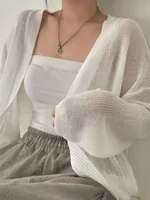 Thin White Lace-Up Summer Cardigan