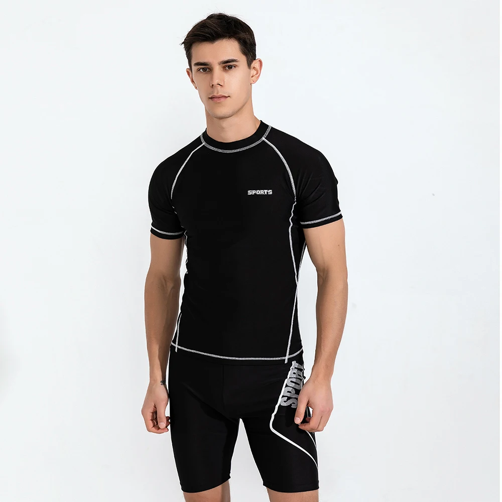 

New Men's Quick Dry Short Sleeve Rash Guard Swimsuit Tops Swimming Suit UPF 50+ Beach Rash Guard Diving Surfing Shirt For