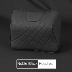 Deluxe Leather Auto Headrest and Lumbar Support Pillow Set (Black 1pcs)