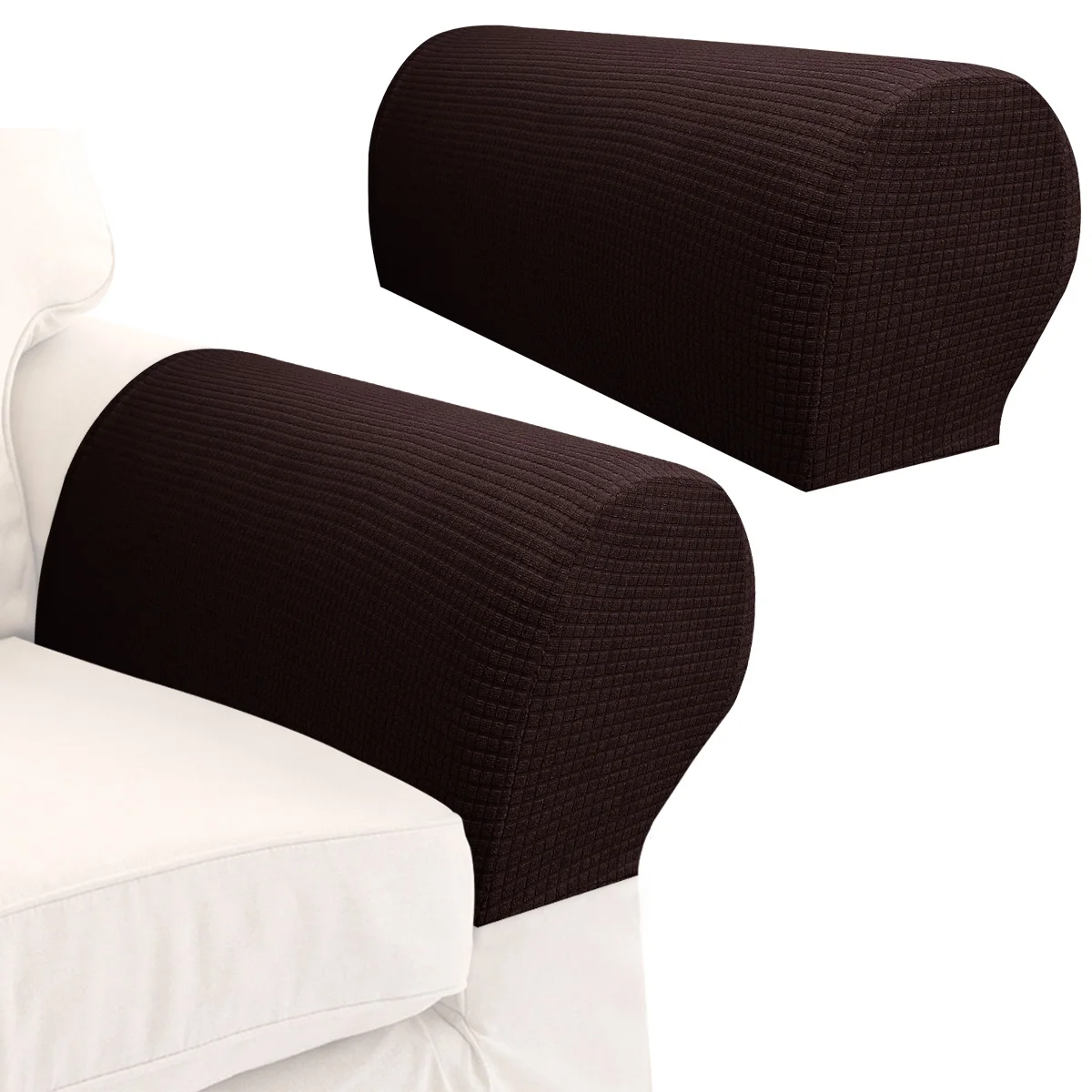 Set of 2 Premium Stretch Waterproof Sofa Armrest Covers - Soft Spandex Furniture Protectors