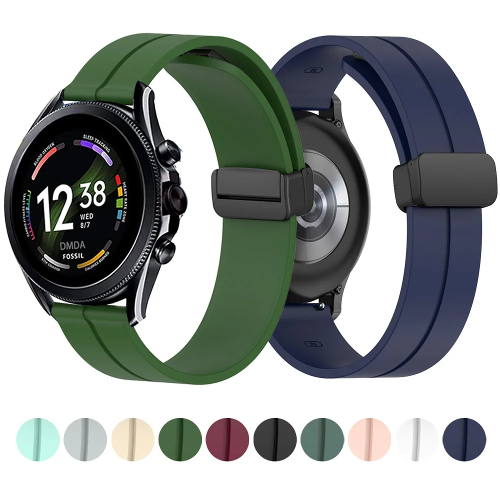 Cinturino Smart Watch Per Fossil Gen 6 44Mm Cinturino Con Fibbia Magnetica Per Fossil Gen 5E 44Mm / Gen 5 Lte 20 22Mm Bracciale Sportivo In Silicone