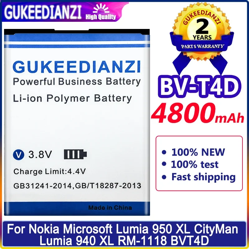 

BV-T4D 4800mAh Replacement Battery For Nokia Microsoft Lumia 950 XL CityMan Lumia 940 XL RM-1118 RM-1116 BVT4D BV T4D Batterij