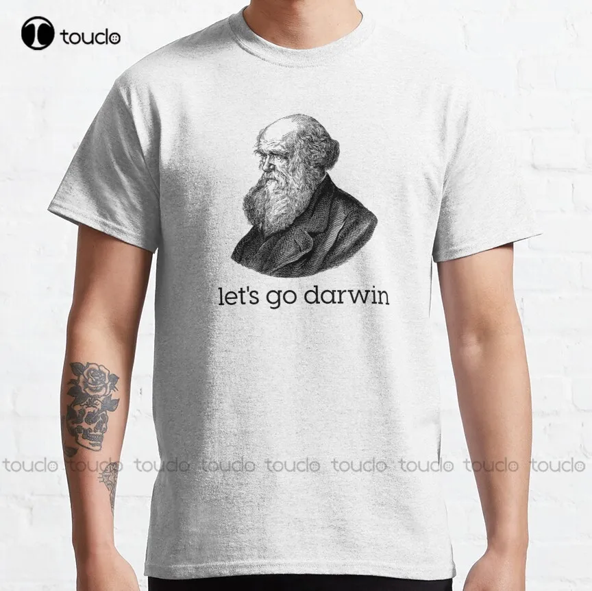 Let'S Go Darwin Classic Charles Darwin Funny Let Go Natural Selection Humor T-Shirt Camicie Da Uomo Custom Aldult Teen Unisex Nuovo