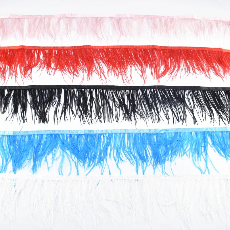 Natural Ostrich Feather Trimming Height 8-10cm Feathers for Crafts Ribbon DIY Wedding Party Dresss Decoration Plumes 1meters/Lot