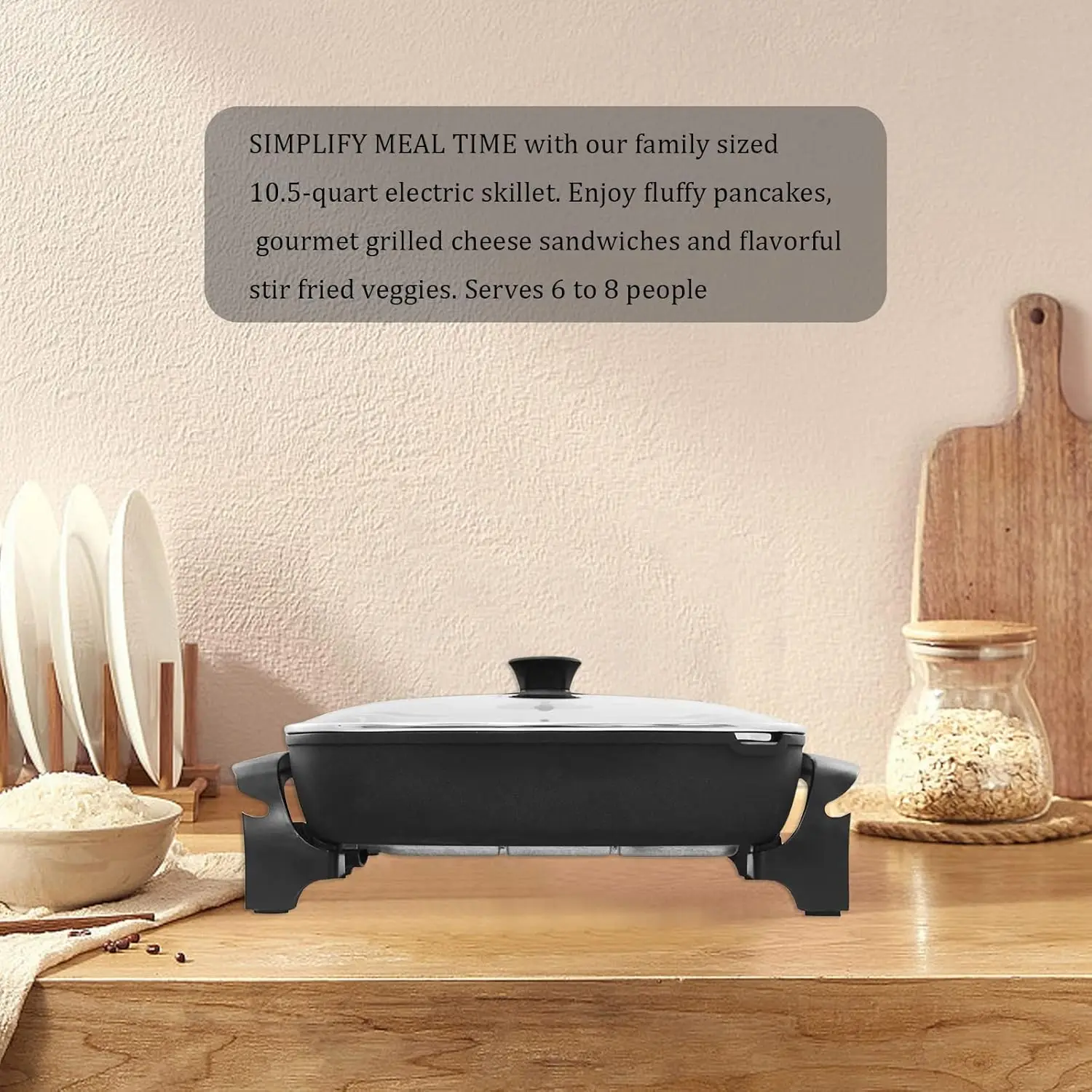 Deep Nonstick Electric Skillet - Serves 6 to 8 People (10.5Qt.) 2