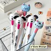 4PCS/Set Cute Dog Gel Pen Tongue Pulling Gel Ink, Cat Design, 0.5MM Black Neutral Pen Quick Dry Stationery New 4