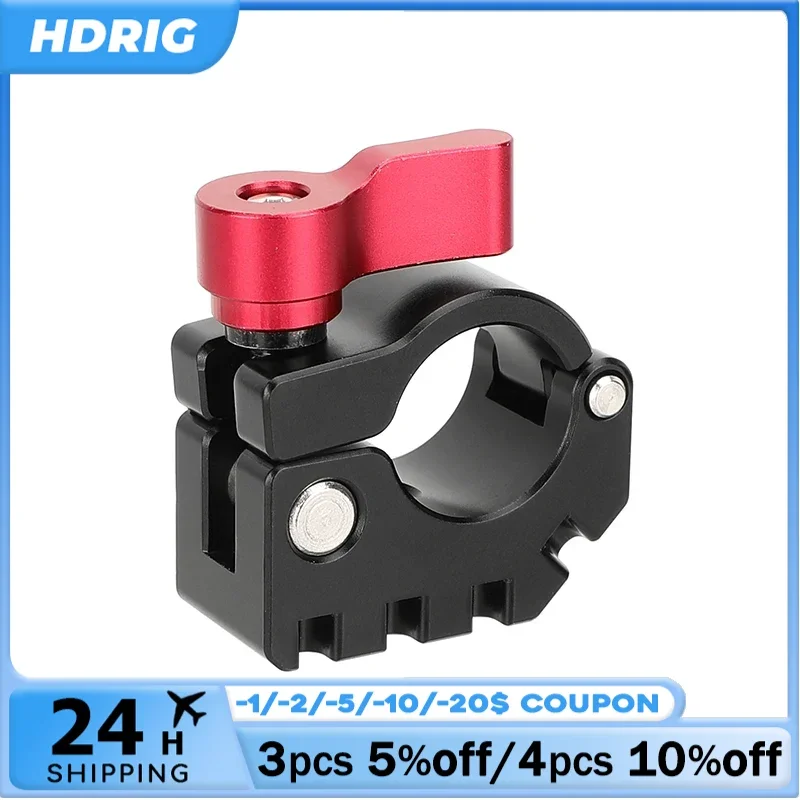HDRIG 19mm Rod Clamp with Anti-Twist 3/8"-16 and 1/4"-20 Female Mounts For Photography Accessories