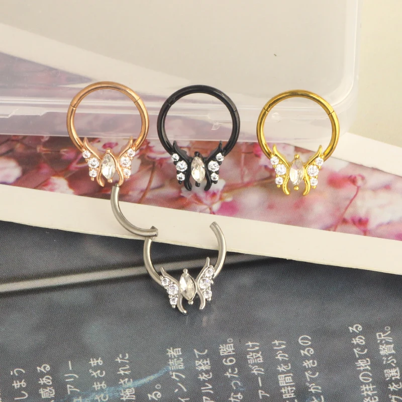 Daith Earrings 16G Stainless Steel Cartilage Helix Tragus Nose Hoop Piercing Jewelry 8MM 10mm Silver Gold Rose Gold Black Plated