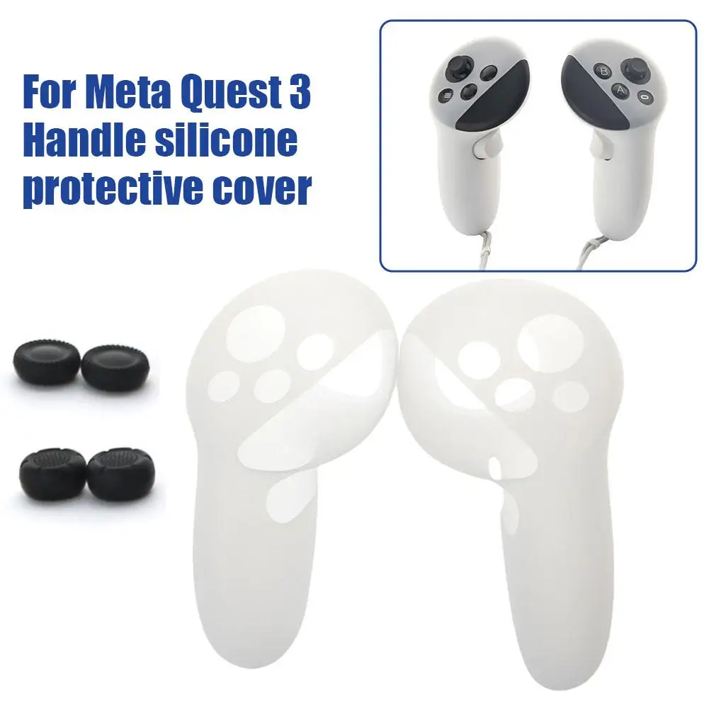 

Transprent White Silicone Protective Cover Controller For Meta Quest 3 VR Controller Case With 2 Pair Handle Rocker Cap For S2B2