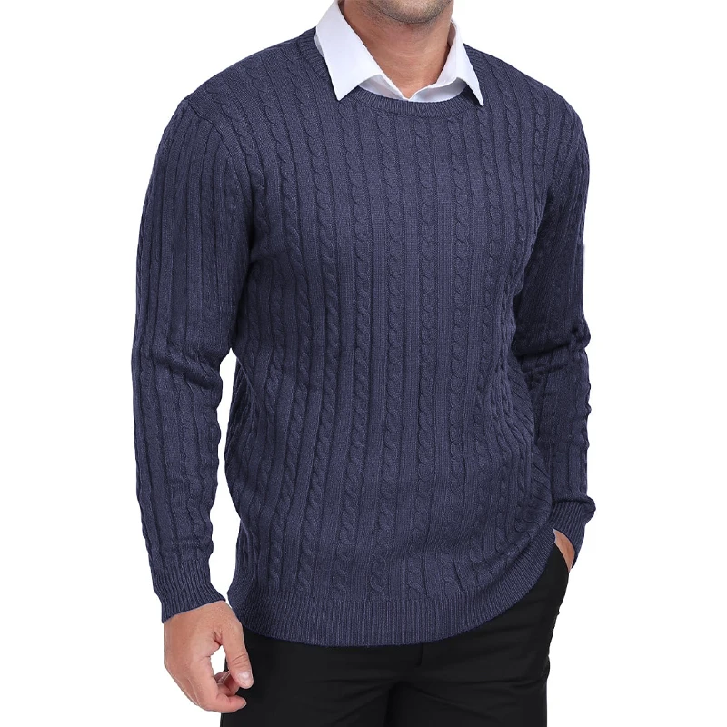 Animal Game Mens Sweater Crewneck Cable Knit Long Sleeve Pullover Sweater Casual Sweaters for Men Spring Knitted Work Jumper