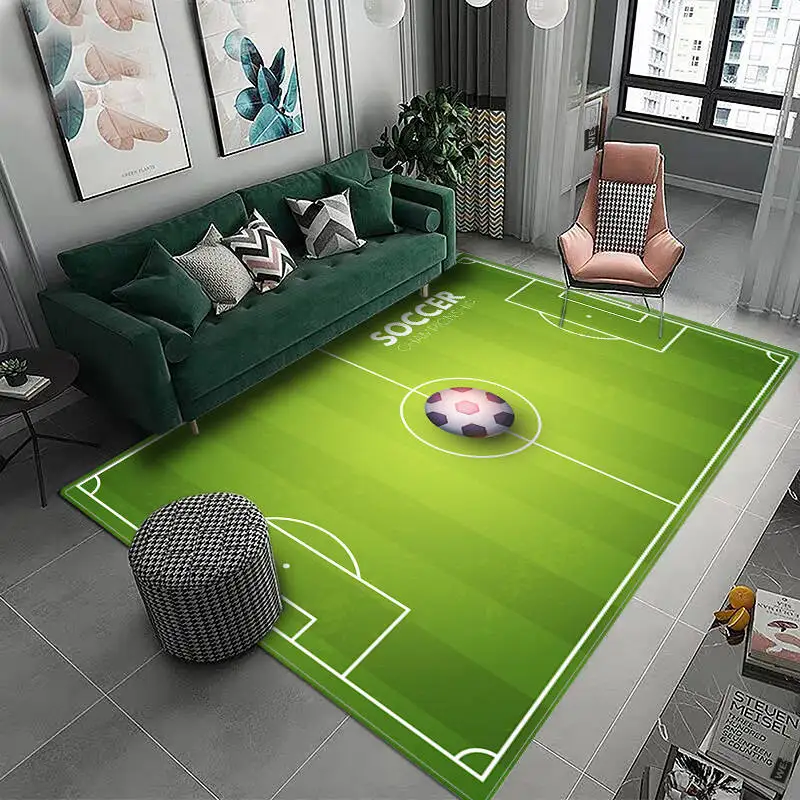 

3D Football Field Capet For Kids Room Soft Floor Mat Microfiber Large Carpet Children Washable Baby Room Play Mat Boy's Rug